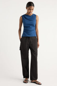 Isilda | Josie Shirred-Side Cowl-Neck Tee in Size Extra Small