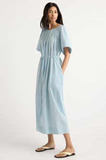 Arya | Katya Cotton Poplin Tie-Waist Dress in Size Small