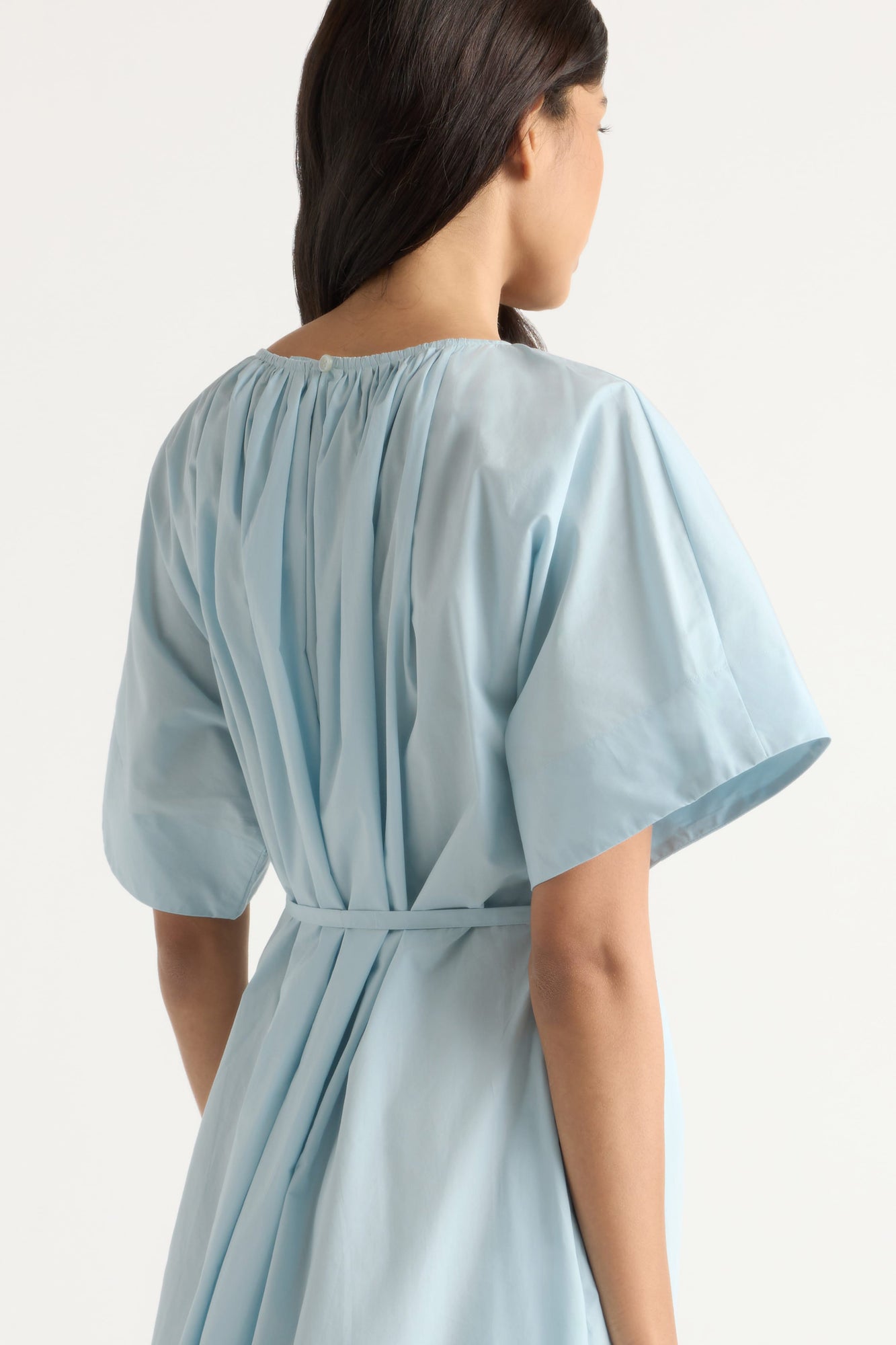 Arya | Katya Cotton Poplin Tie-Waist Dress in Size Small