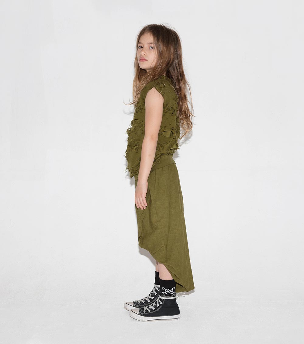 Kid | Torn Sleeveless Shirt | Rusty Green