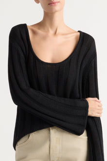 Karolina | Leah Ribbed Scoop-Neck Sweater in Size Extra Small