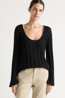Karolina | Leah Ribbed Scoop-Neck Sweater in Size Extra Small