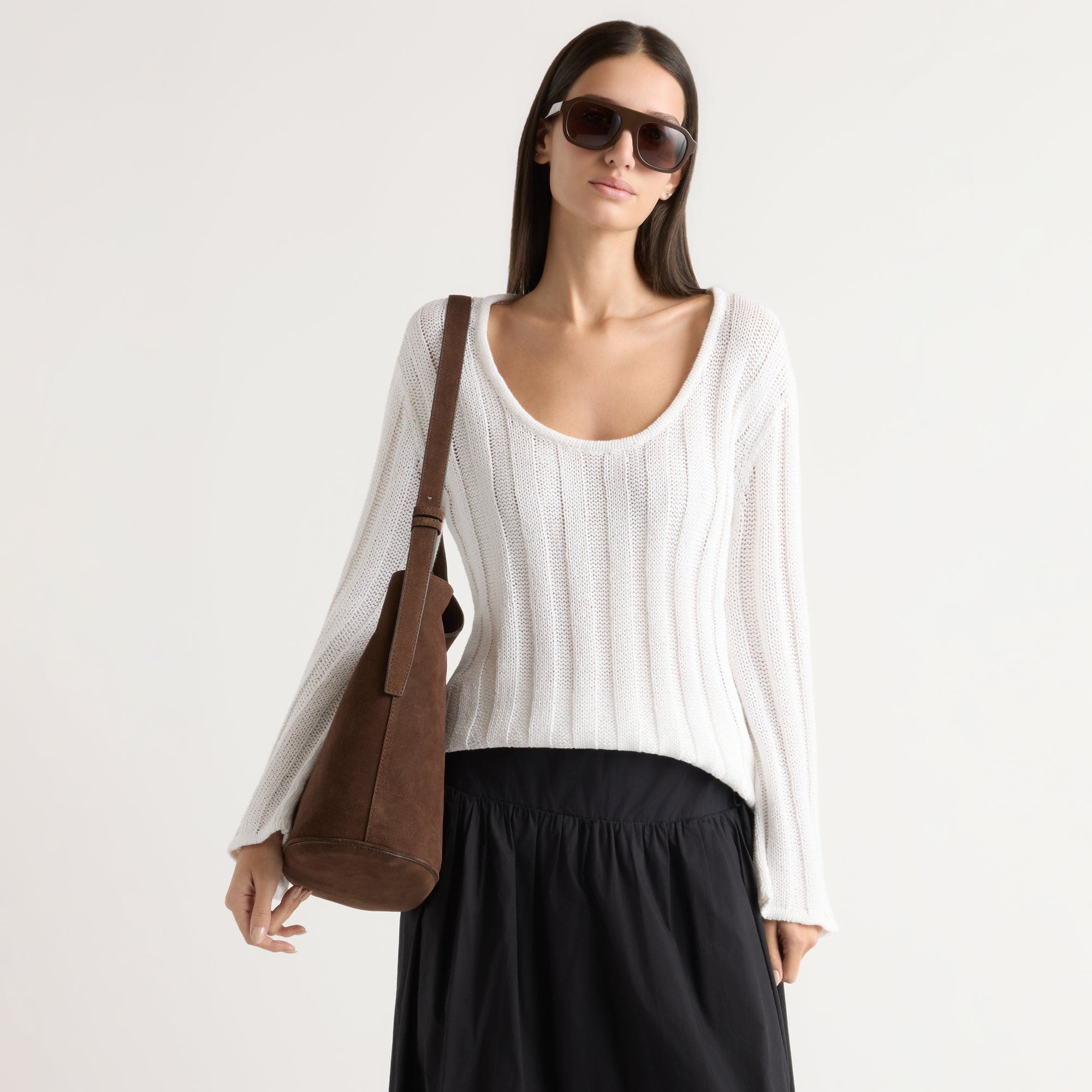 Karolina | Leah Ribbed Scoop-Neck Sweater in Size Extra Small