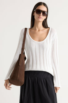 Karolina | Leah Ribbed Scoop-Neck Sweater in Size Extra Small