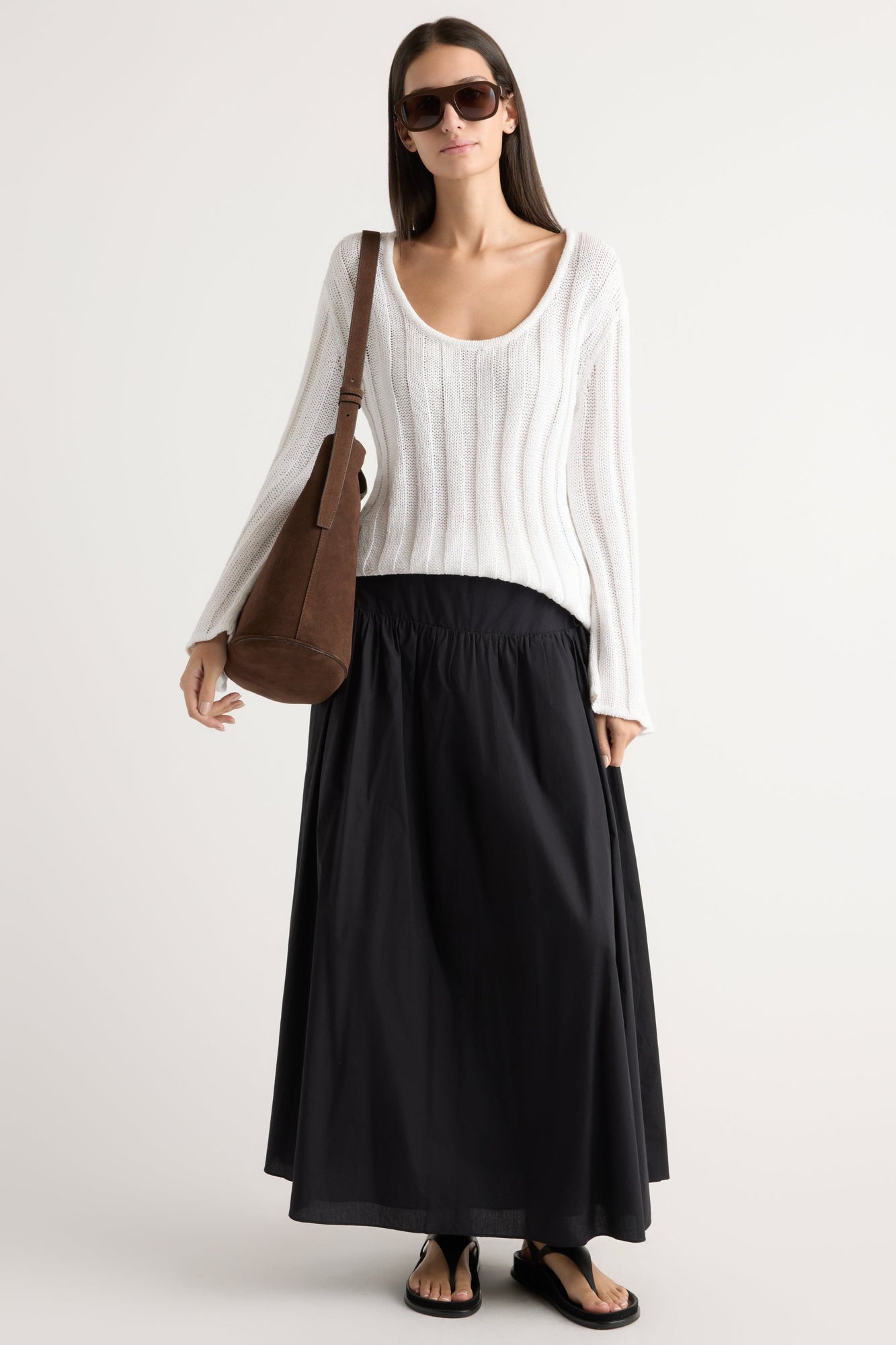 Karolina | Leah Ribbed Scoop-Neck Sweater in Size Extra Small