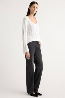 Karolina | Leah Ribbed Scoop-Neck Sweater in Size Extra Small