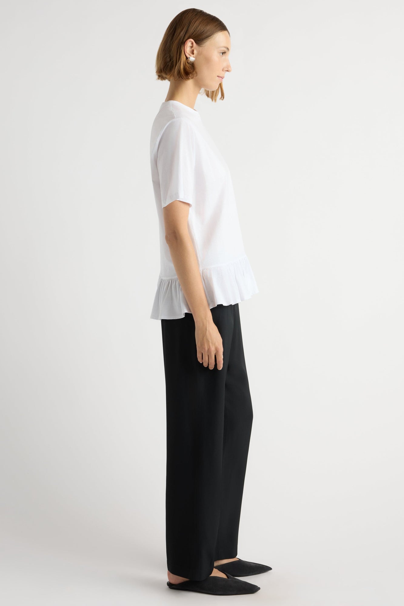Mali | Leonie Organic Cotton Ruffled Tunic Tee in Size Small