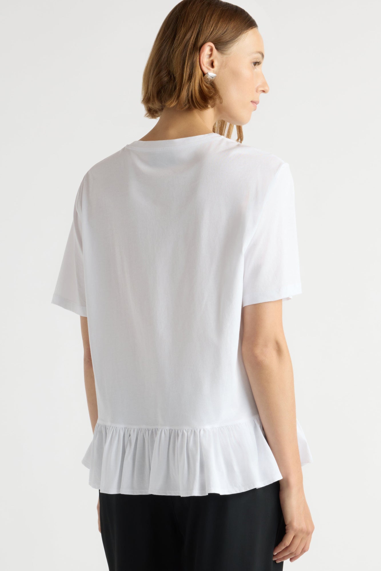 Mali | Leonie Organic Cotton Ruffled Tunic Tee in Size Small