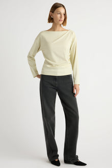 Mali | Letha Twisted-Hem Slit-Neck Tee in Size Small