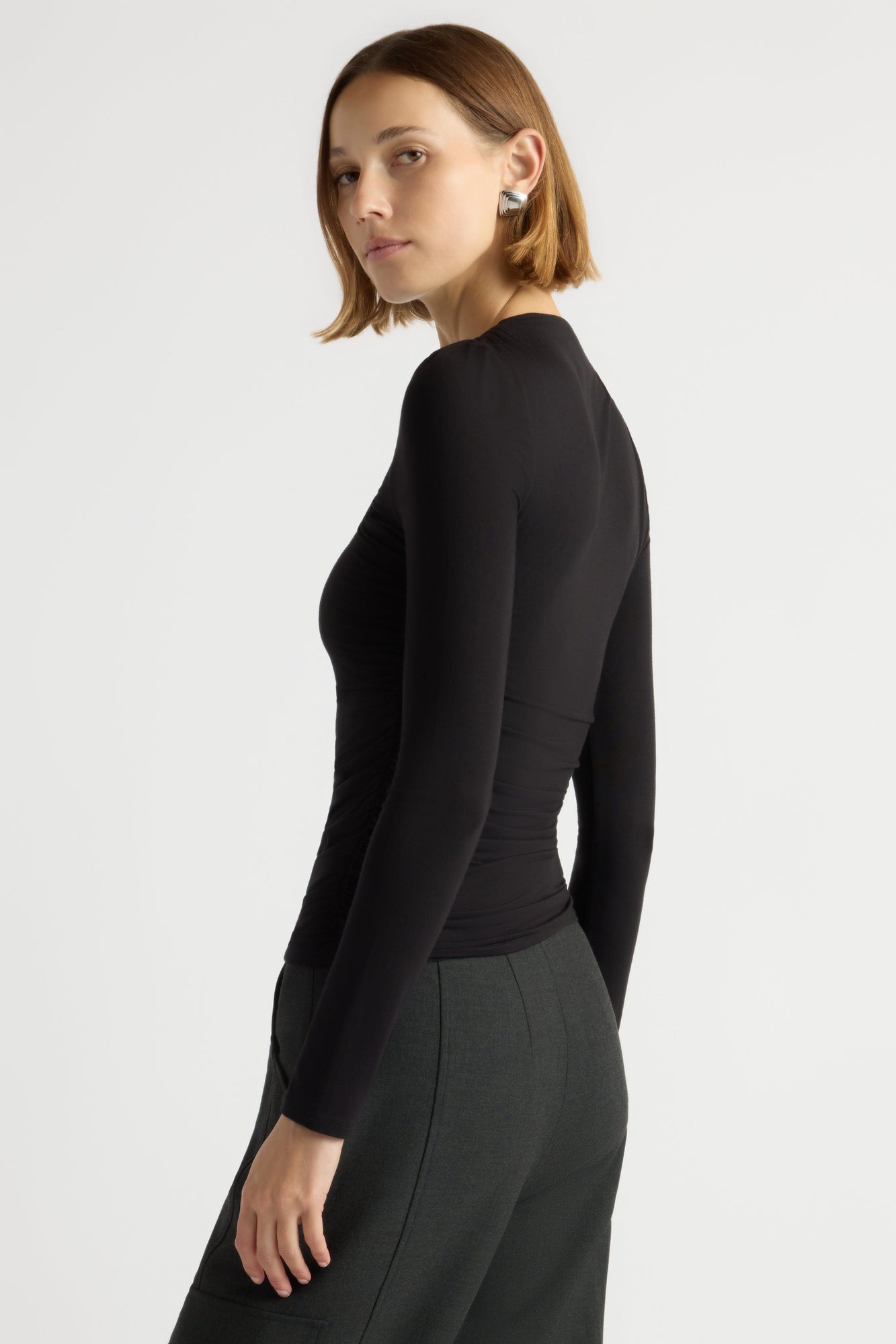 Mali | Lilou Wrap-Neck Long-Sleeve Tee in Size Small 
