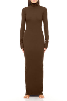LONG SLEEVE TURTLENECK MAXI DRESS - ETERNE
