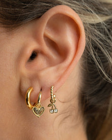 Cherry + Heart Studded Huggies | Silver | Swarovski Crystals