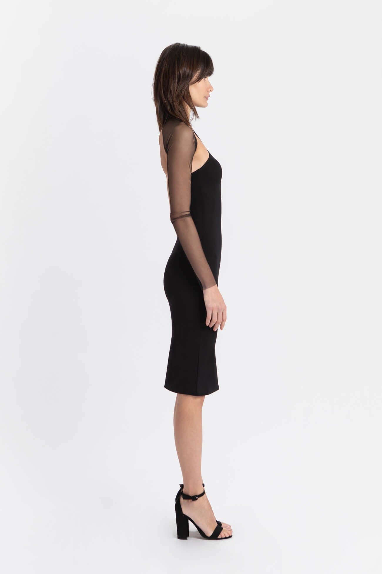 Manhatten Mesh Sleeve Dress | Black Mesh