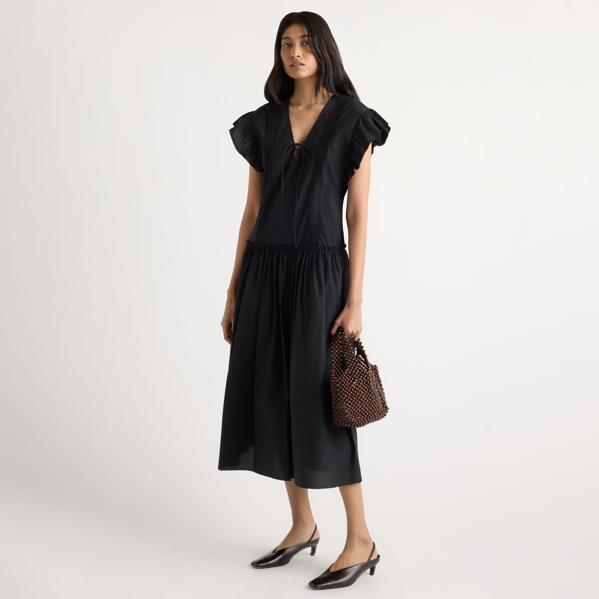 Arya  |  Margaux Ruffle-Sleeve Pleated Dress in Size Small in Size Small