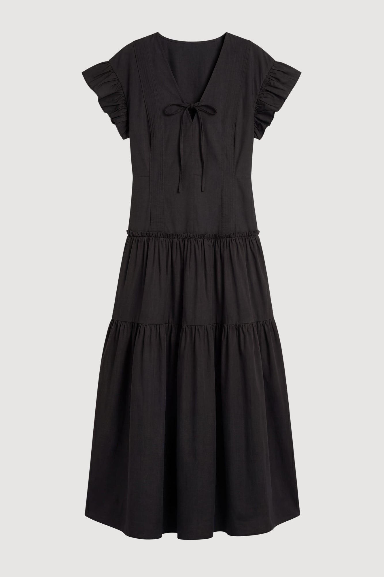 Diana  |  Margaux Ruffle-Sleeve Pleated Dress in Size Small - Flat