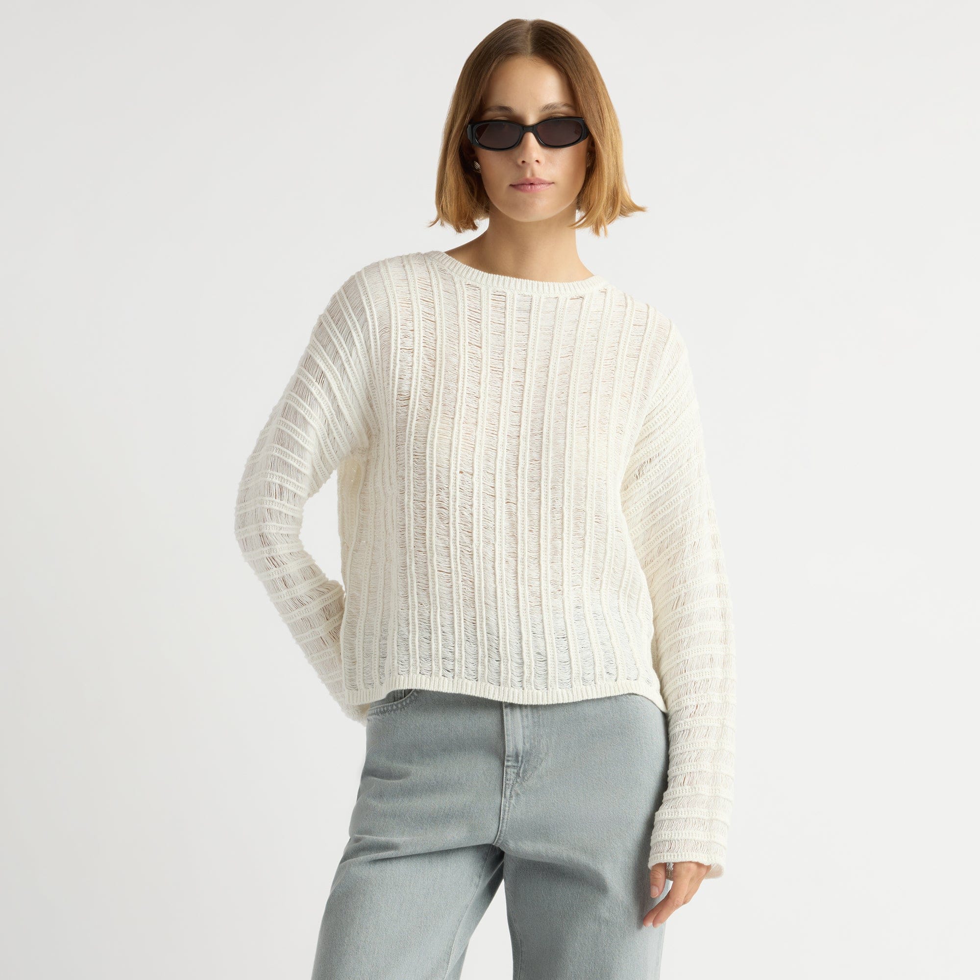 Mali | Matteo Open-Knit Cotton Sweater in Size Small