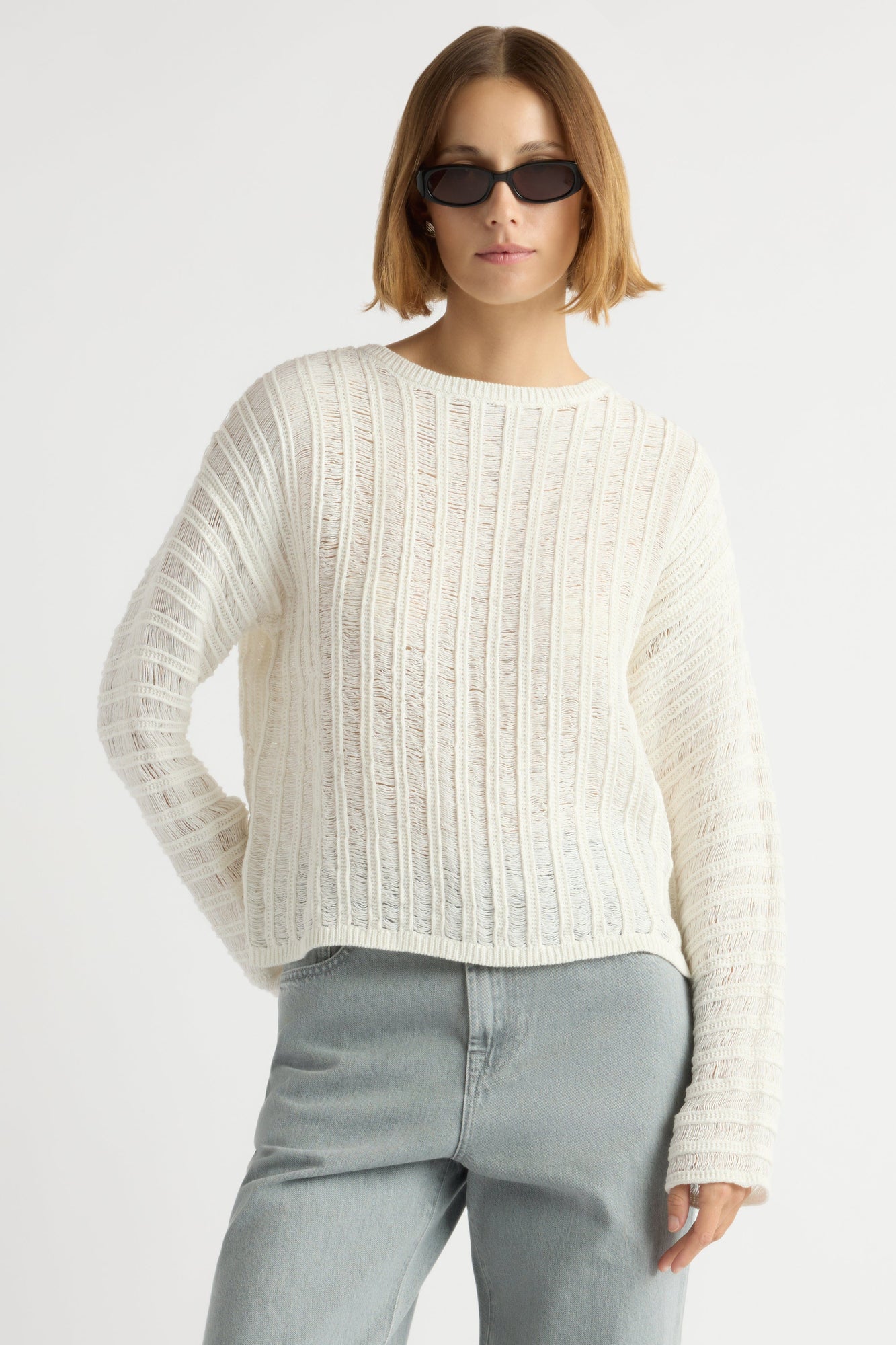 Mali | Matteo Open-Knit Cotton Sweater in Size Small