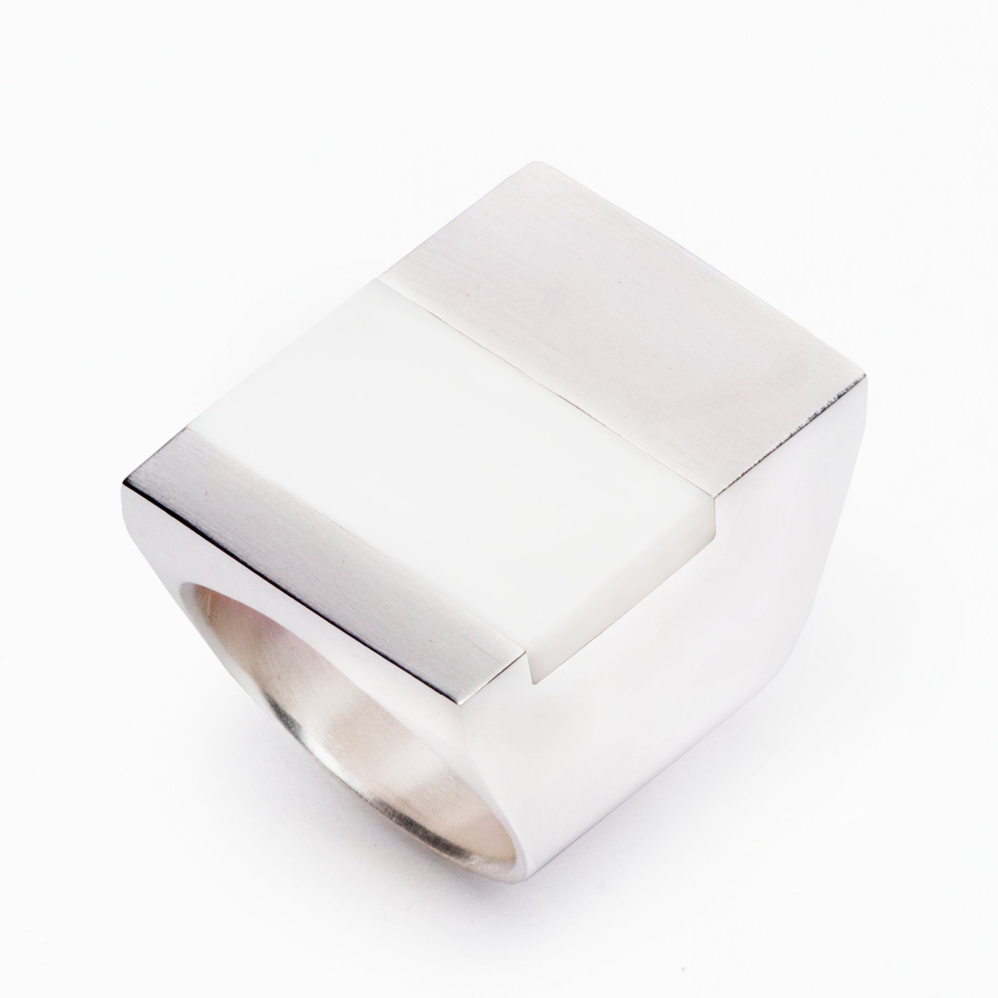 Icarus White Agate Ring | Sterling Silver | White Agate
