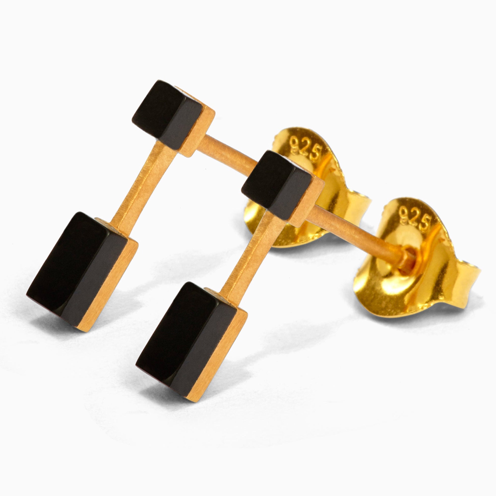 Morse Earrings | 18K Gold Plated | Onyx