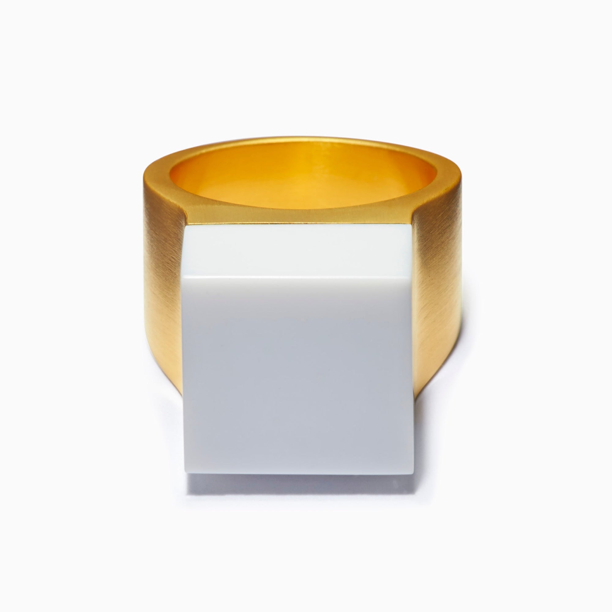 Vector Ring | 18K Gold Plated | White Agate