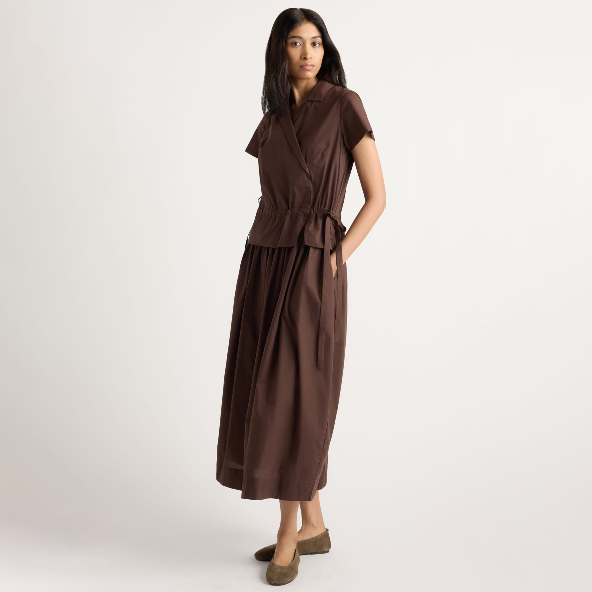 Arya | Mitsuki Organic Cotton Wrap-Shirt Dress in Size Small
