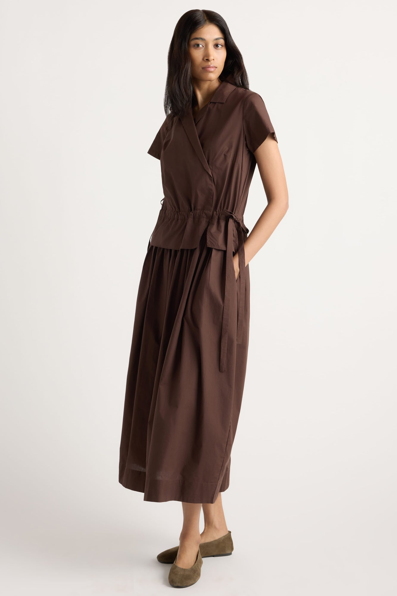 Arya | Mitsuki Organic Cotton Wrap-Shirt Dress in Size Small