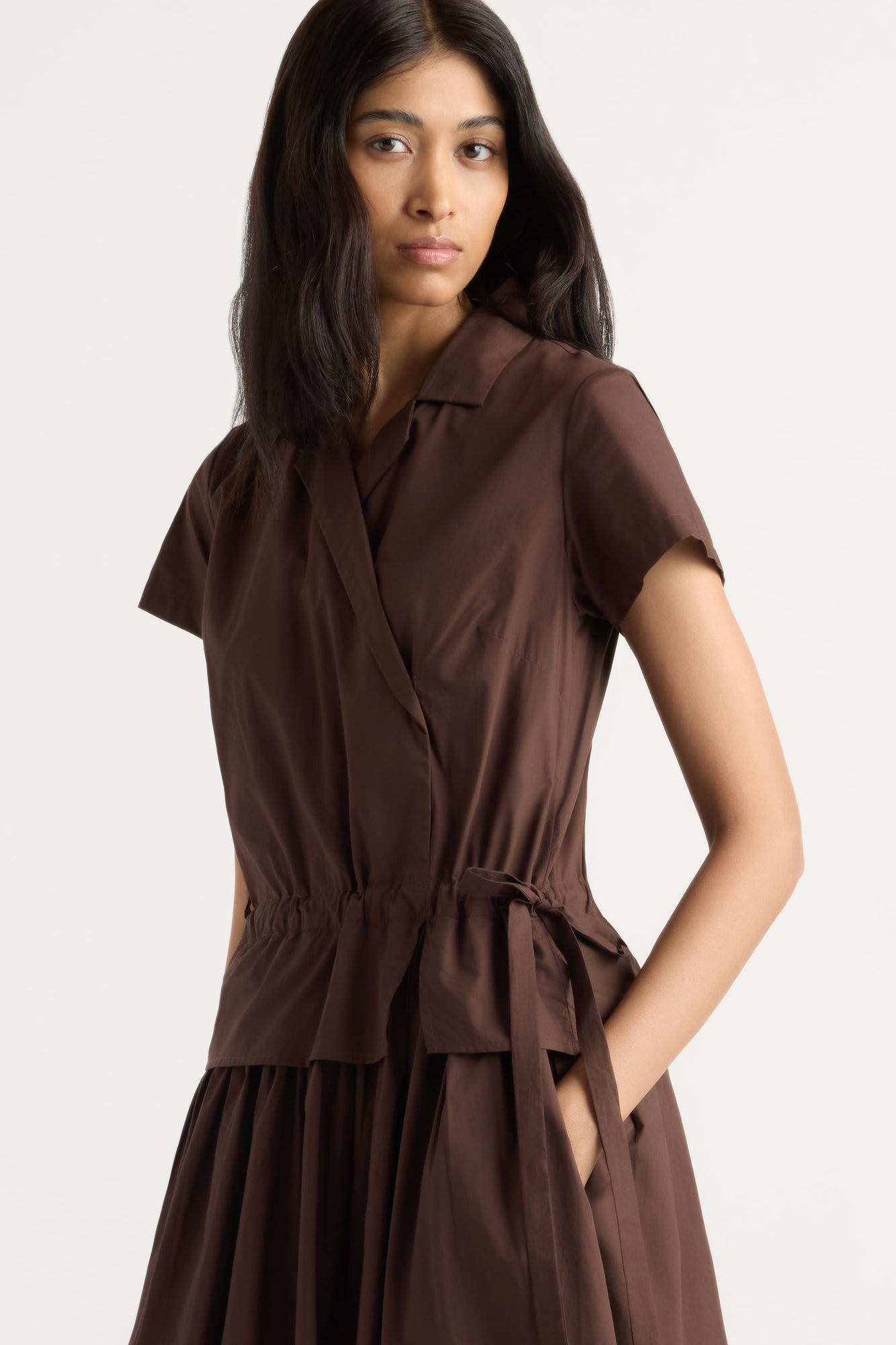 Arya | Mitsuki Organic Cotton Wrap-Shirt Dress in Size Small