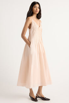 Arya | Naomi Pleated Linen-Cotton Dress in Size Small