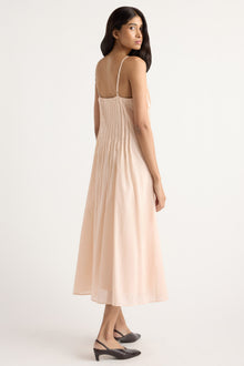 Arya | Naomi Pleated Linen-Cotton Dress in Size Small