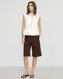 Renee | Neha Tie-Front Organic Cotton Blouse in Size Small