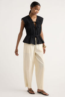 Isilda | Norah Tie-Front Organic Cotton Blouse in Size Extra Small