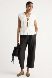 Isilda | Norah Tie-Front Organic Cotton Blouse in Size Extra Small