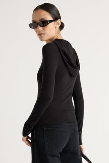 Charlotte | Nyla Zip Tencel-Wool Hooded Tee in Size Small