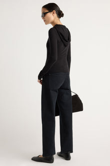 Charlotte | Nyla Zip Tencel-Wool Hooded Tee in Size Small