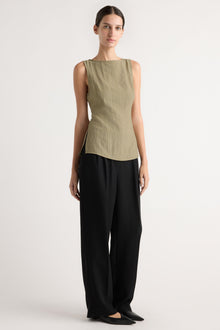 Orion Double-Pleated Tailored Pant | Black