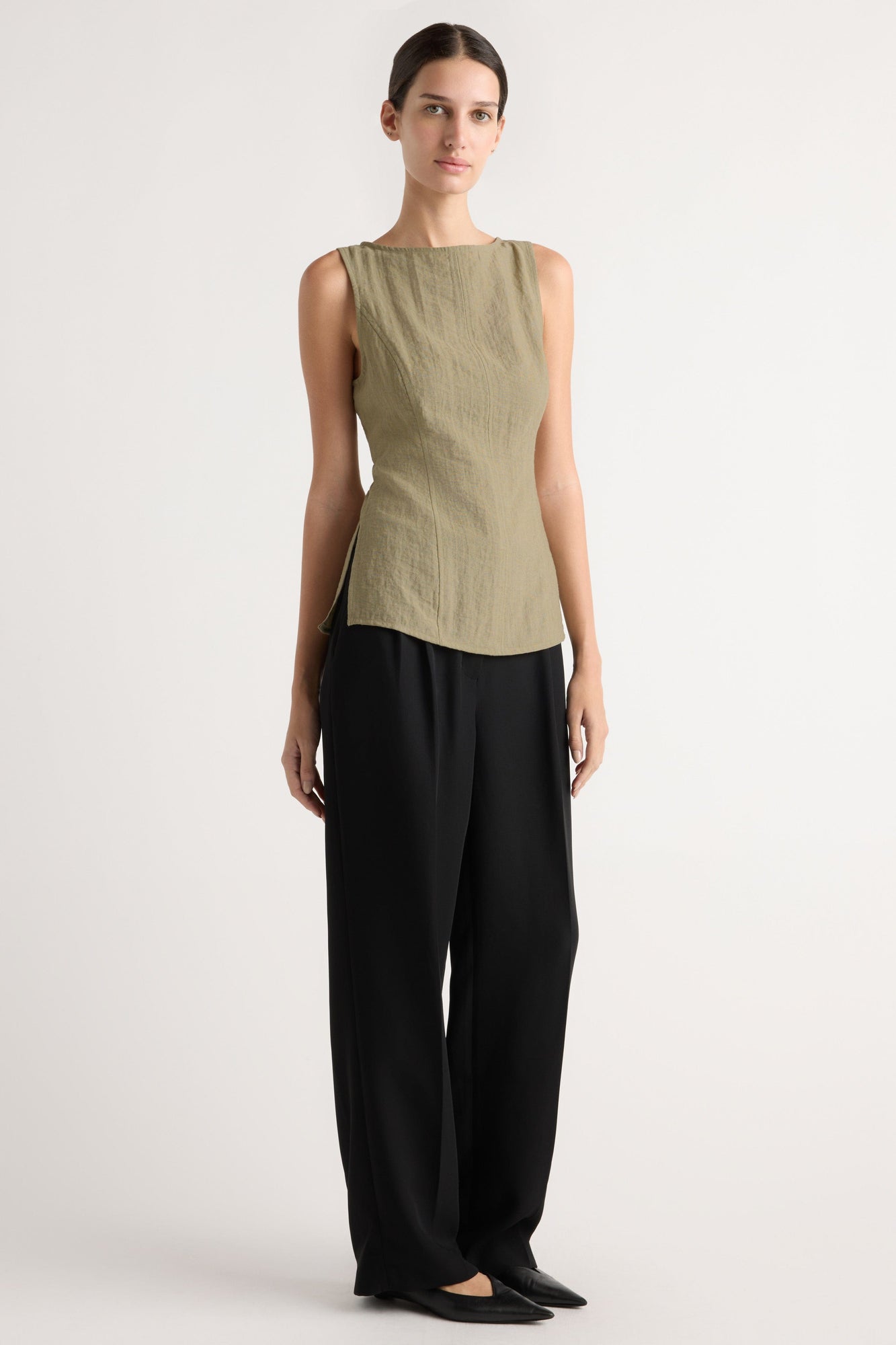 Orion Double-Pleated Tailored Pant | Black