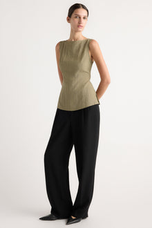 Orion Double-Pleated Tailored Pant | Black