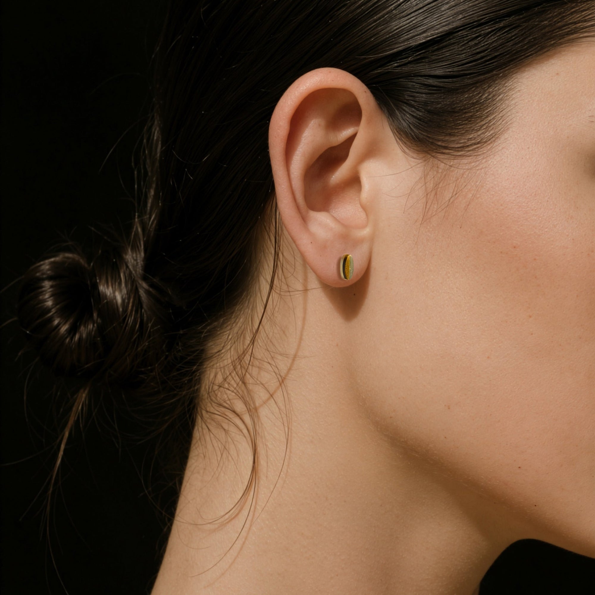 Oval Earrings | Recycled Brass | Tiger's Eye