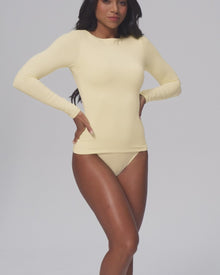 Crew Neck Long Sleeve Top | Lemon Meringue