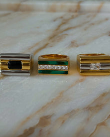 Panini Ring | Gold | Malachite/Cubic Zirconia