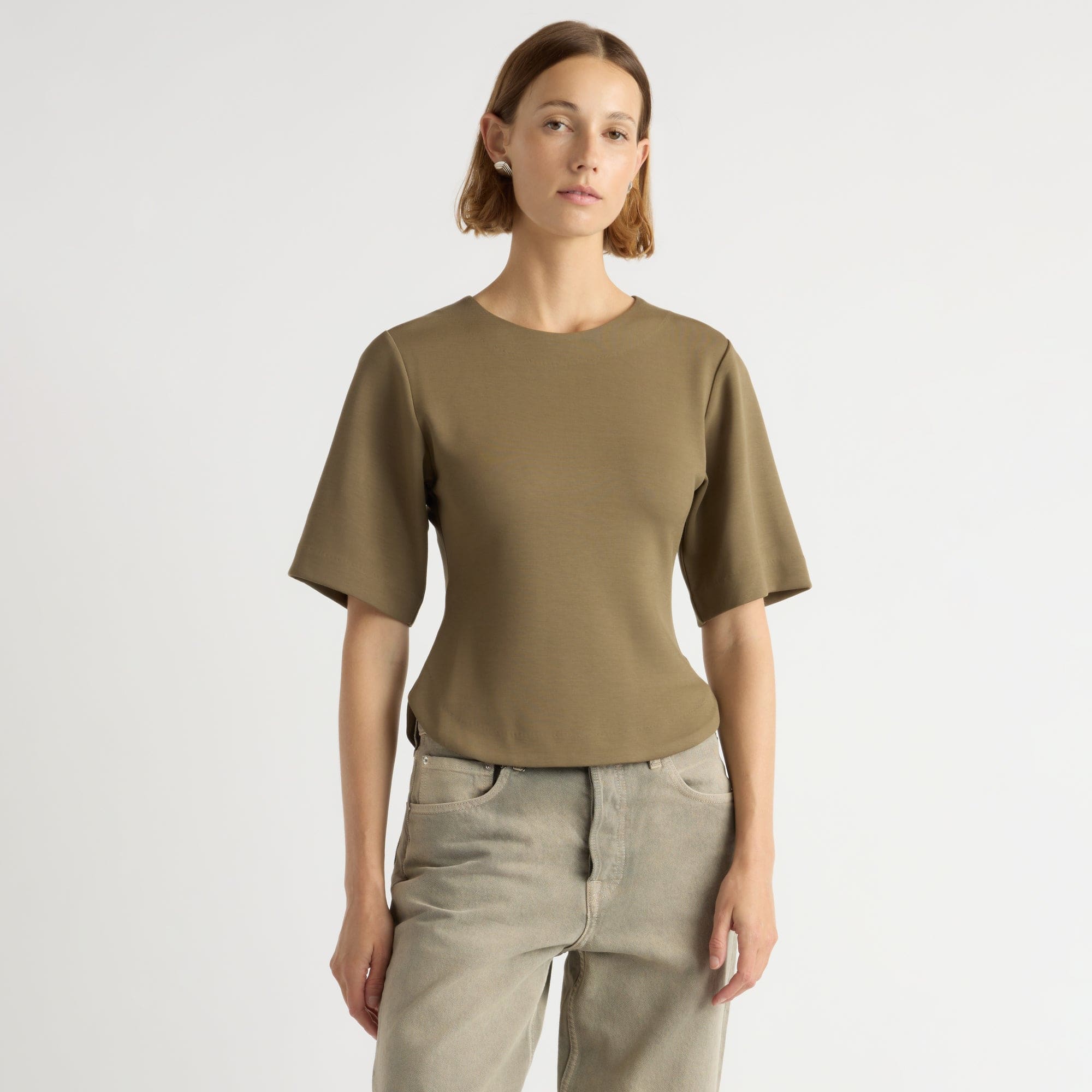 Mali | Reem Sculpted Curved-Hem Tee in Size Small 