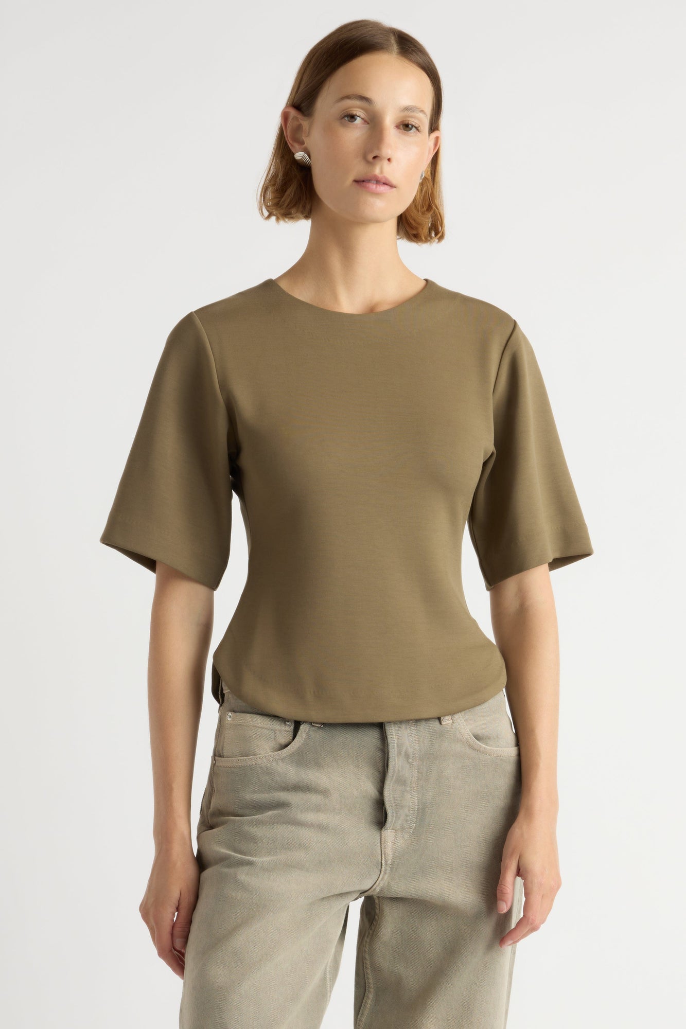 Mali | Reem Sculpted Curved-Hem Tee in Size Small 