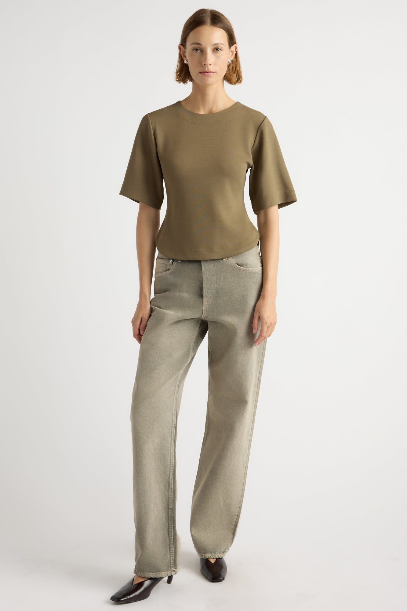 Mali | Reem Sculpted Curved-Hem Tee in Size Small 