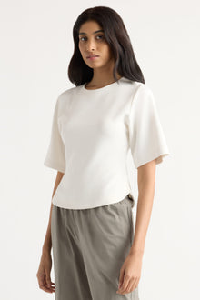 Arya | Reem Sculpted Curved-Hem Tee in Size Small