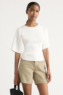 Isilda | Reem Sculpted Curved-Hem Tee in Size Extra Small