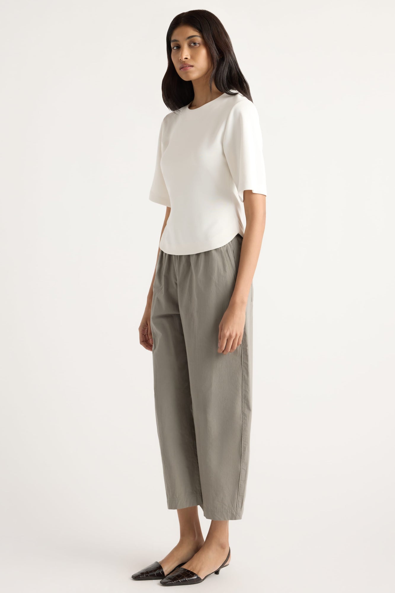 Arya | Reem Sculpted Curved-Hem Tee in Size Small