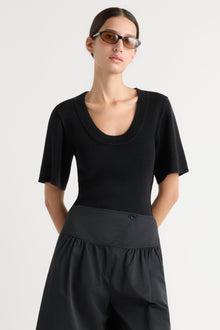 Karolina | Reina Sculpted Scoop-Neck Knit Top in Size Extra Small