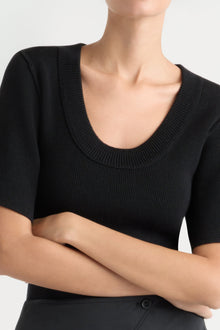 Karolina | Reina Sculpted Scoop-Neck Knit Top in Size Extra Small