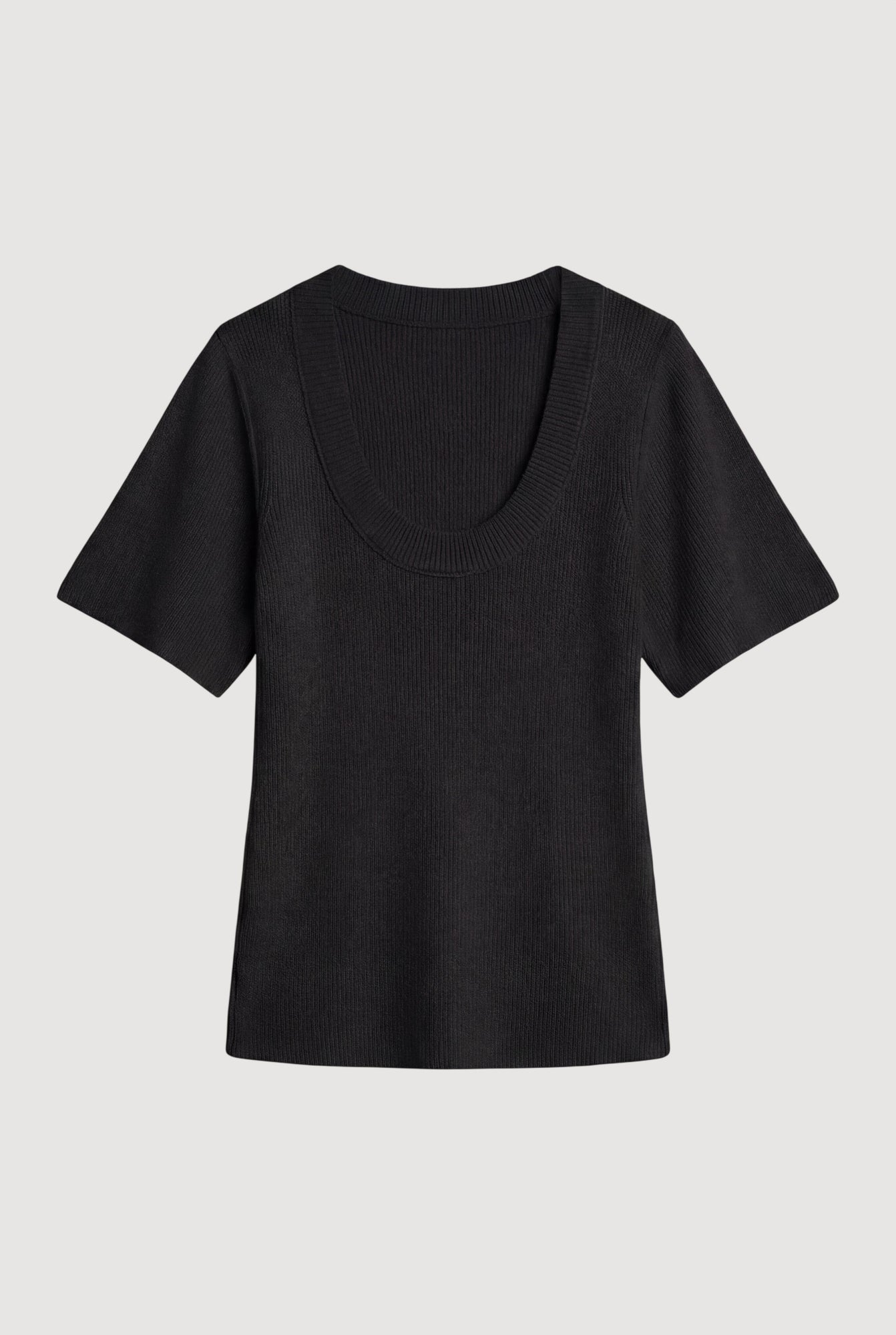 Karolina | Reina Sculpted Scoop-Neck Knit Top in Size Extra Small - Flat