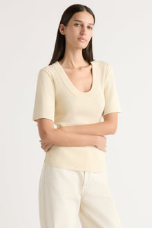 Karolina | Reina Sculpted Scoop-Neck Knit Top in Size Extra Small